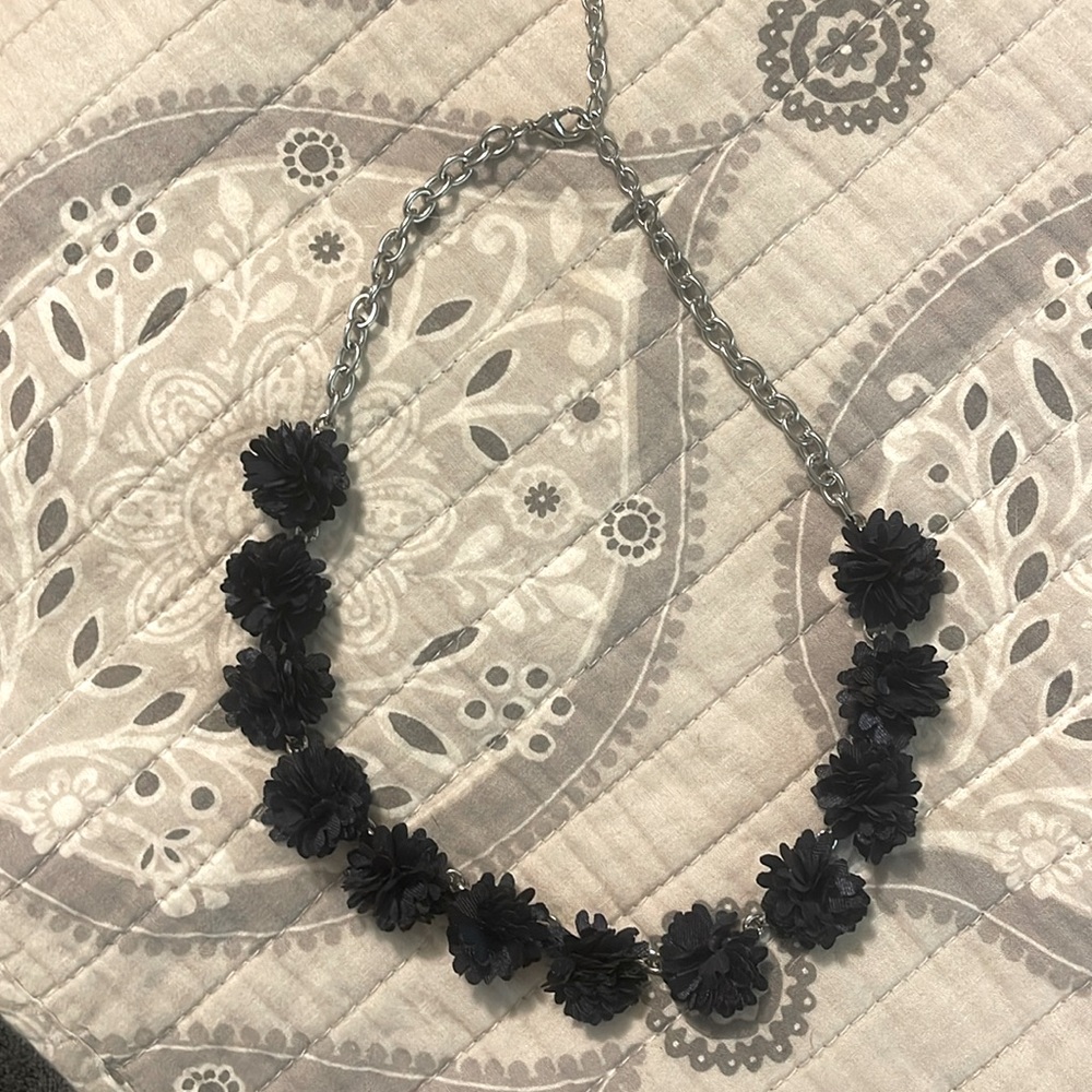 Navy flower statement necklace